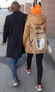 Cute Street Candid - Girl with a Fox Hat in Leggings