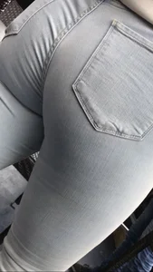 Fat ass in light jeans