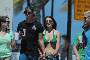Big collection of various sexy girls on a beach in bikinis