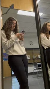 Curly Haired College Girl Loves To Only Wear Leggings Everyday
