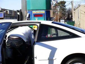 Some candid girls cleaning their cars in jeans and some showing ass crack