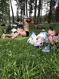 Girls in Swimsuits at a Nature Park Photo Gallery