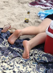Female Feet Closeups on the Beach