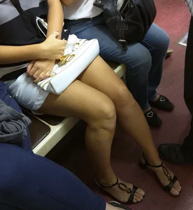 Legs in Sandals - Hot Subway Train Candid