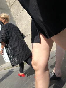 NIce candid girl wearing a skirt street closeups