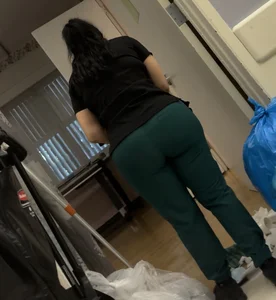Latina in Tight Green Scrubs (VPL) knew she was recorded! (OC)
