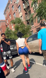 Dominican Parade Fat Ass Latina in blue leggings (OC)