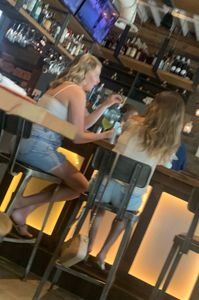 Cute blonde butt sitting with friend