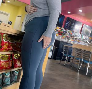 Sexy Blonde Milf Touches her Huge Soft Ass in Leggings OC