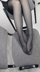 College Girl Sitting Shoeless with Her Feet on Chair in Black Pantyhose Classroom Creepshots