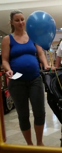Pregnant blonde in tight grey sweats with big booty and vpl and hard nipples in tank top