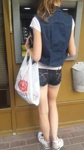 Skinny Teen JB Using a Street ATM Candid