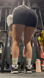 Tall Gym Blonde In Black Shorts (Bends Over)