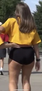 Hot chunky girl wearing spandex shorts and a top street creepshots
