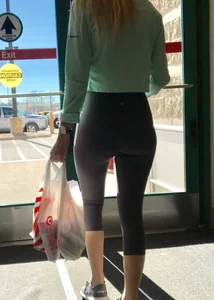 Sexy ass Target babe in grey Lulus with a nice ass