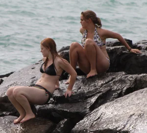 Two thick bikini teens at the beach