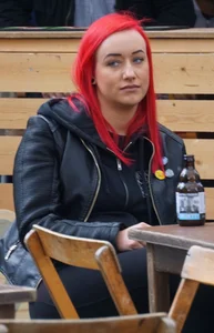 Red haired girl with a thick booty in tight leggings