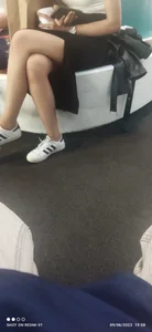 Girls with hot legs sitting in public places