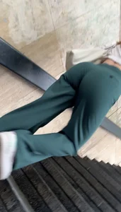 Bubble Butt In Green Pants (UP THE STAIRS + face shots)