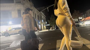 Sexy Latina in white leggings