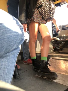 Beautiful Candid Girl With Tattooed (And Slightly Hairy) Legs in Boots and a Dress Public Bus Creepshots Gallery