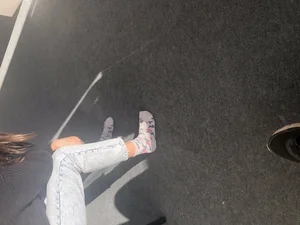 Girl's Feet in Cute Socks Closeup Creepshot