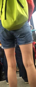 Hot Skinny Legs in Denim Shorts - Skinny Teen Bus Candid