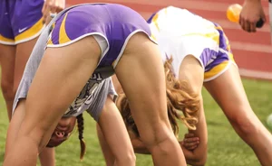 Candid track girls and runners