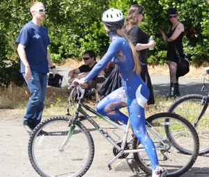 Seattle Fremont Solstice smoking hot nude painted lady with nice pussy and body