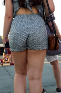Slightly thick brunette at an observatory in short shorts with a nice booty
