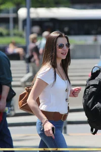 Beautiful brunette girl out in tight jeans