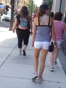 Philly girl with a nice ass in white shorts with vpl