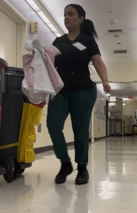 Latina in Tight Green Scrubs (VPL) knew she was recorded! (OC)