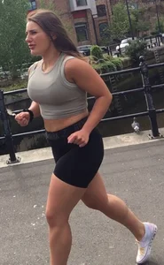 Chunky girl in tight shorts
