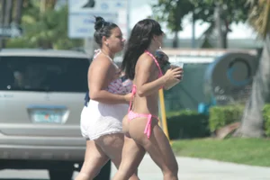 More sexy girls in bikinis and thongs at Deerfield Beach in Florida