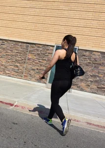 Big assed brunette in leggings at Target