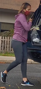 Chubby Girl in Grey Leggings at a Parking Lot Creepshots Collection