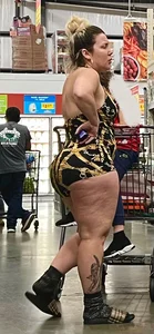 HOT Latina MILF showing off FAT ASS in revealing one-piece at grocery store