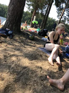 Group of Girls in Swimsuits at a Lake Beach
