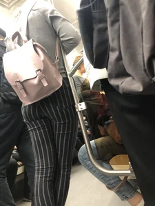 Sexy Booty in Striped Pants Subway Train Creepshot