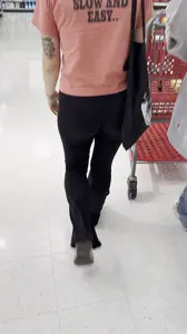 White girl with a nice butt in flare pants [OC]