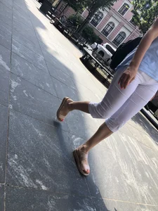 Milf in tight white pants street creepshot