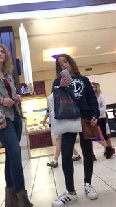 Small Hot Booty in Tights Mall Closeup