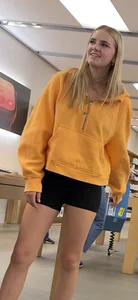 Cute blonde in black booty shorts
