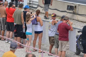Skinny babe with a cute little ass in tiny blue shorts