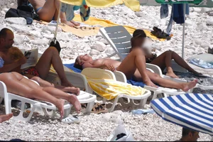Nude girls on a beach in Hvar, Croatia