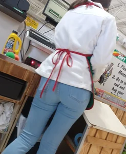 Teen at work in jeans