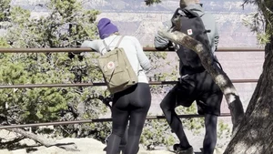Yummy & Fit Norwegian Tourist In Shiny Leggings