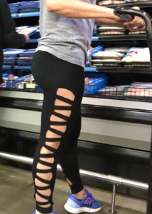 Big booty milf grocery shopping in unique sexy leggings