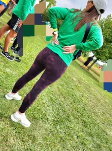 Thin Milf in purple yogas (hint of VPL)